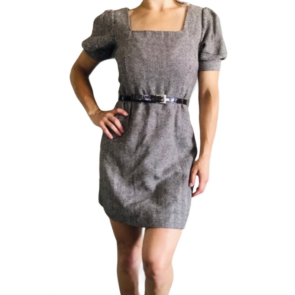 🥳HP💕Puff Sleeve Fitted Chevron Dress